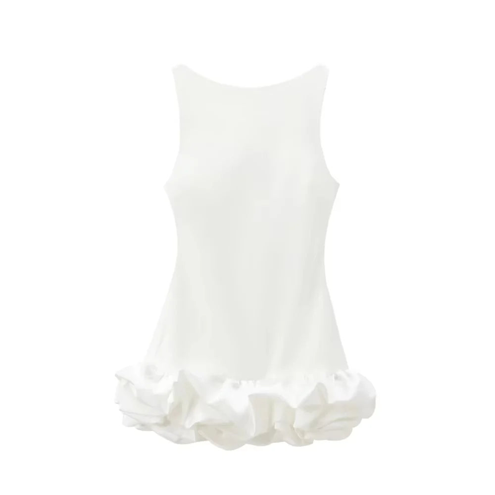 Ruffle Dress White